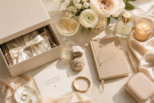 elegant engagement gifts flay lay