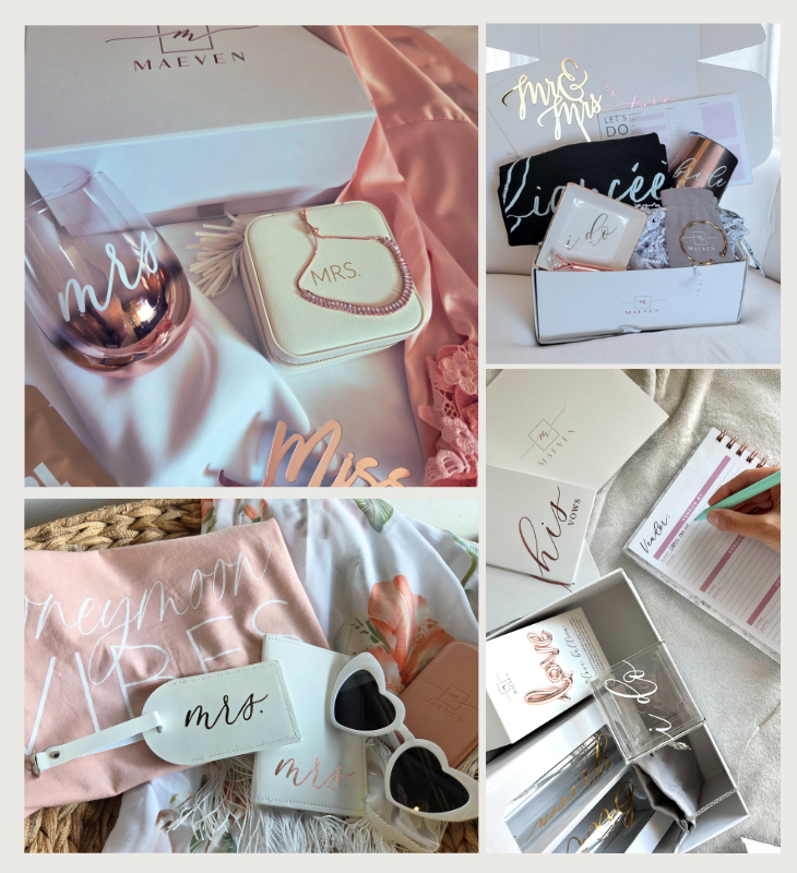 bride to be gift box with bride and mrs themed gifts