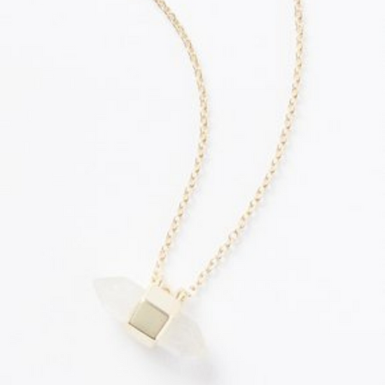 Kendra Scott Jamie Short Pendant Necklace- Gold, Rock Crystal